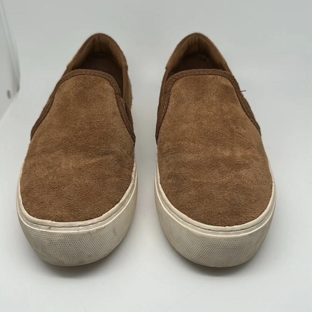 UGG Women's Jass Leather Brown Tan Suede Slip-On Sneakers Shoes‎ Size 7.5